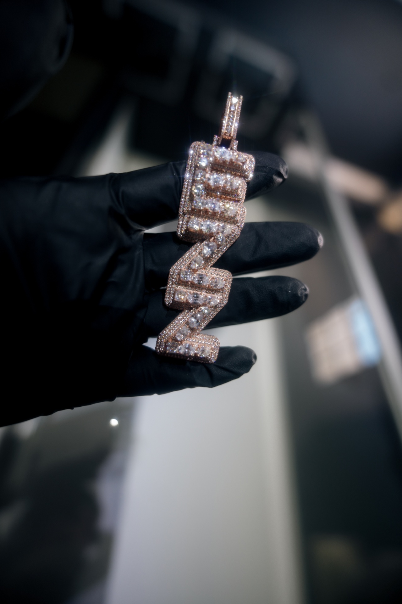 Custom rose gold diamond letter pendant