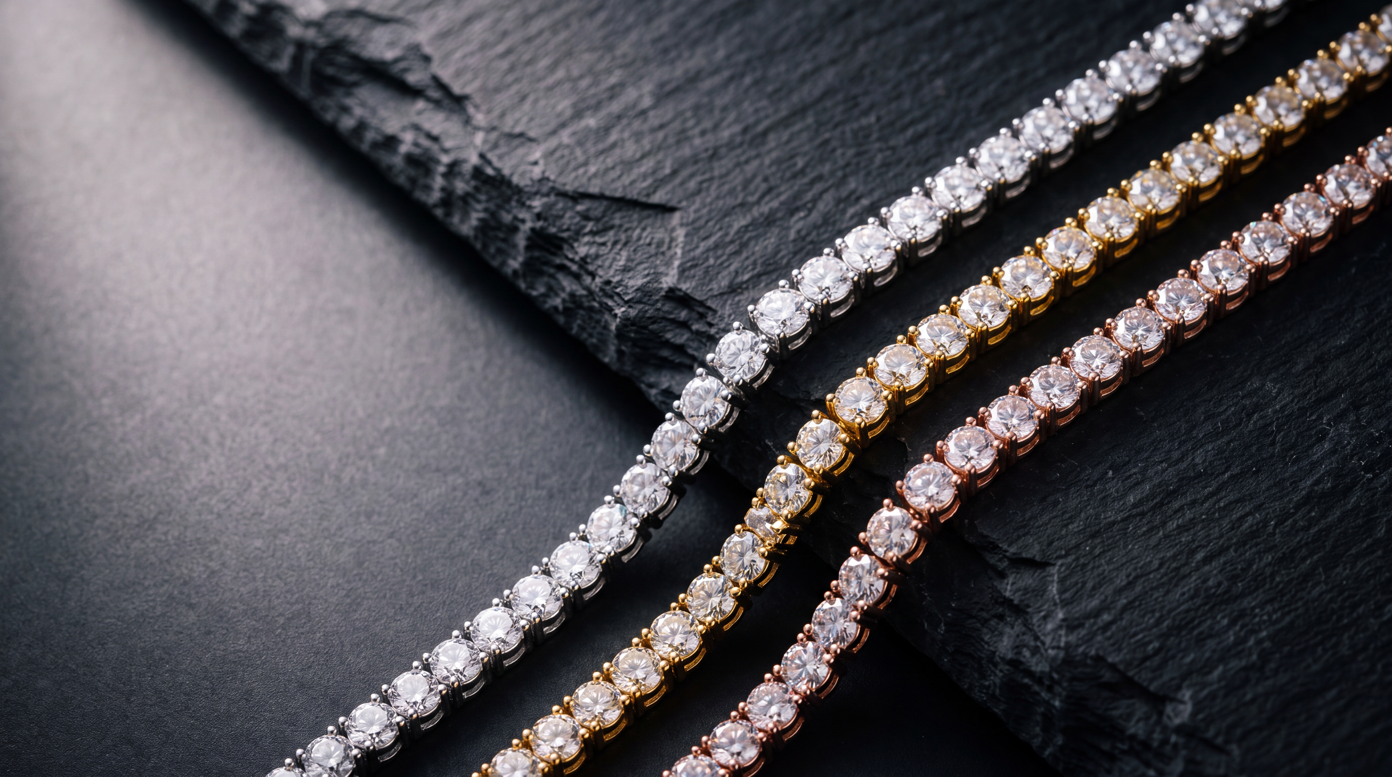 White, yellow and rose tennis chains